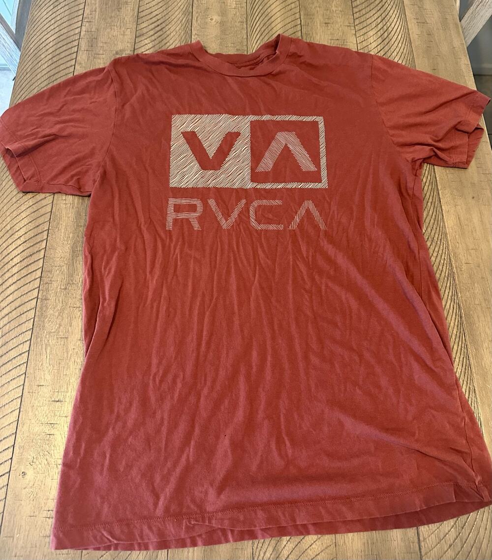 RVCA Men’s Large T-Shirt Rust Red Graphic Logo Artist Network Program Tee